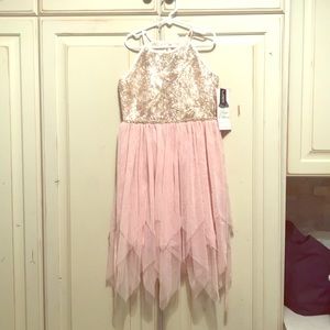 Rare editions pink spaghetti strap formal dress